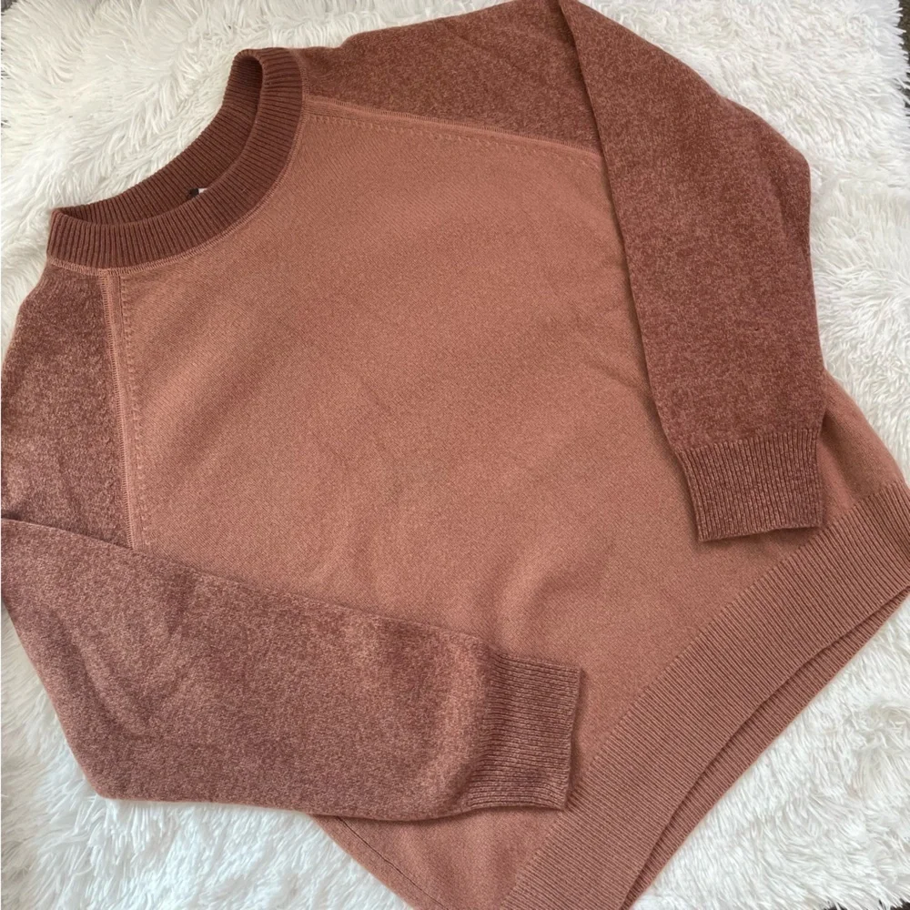 Club Monaco | Garment Dyed Colorblock Wool Sweater, Mauve/Rust/Fall